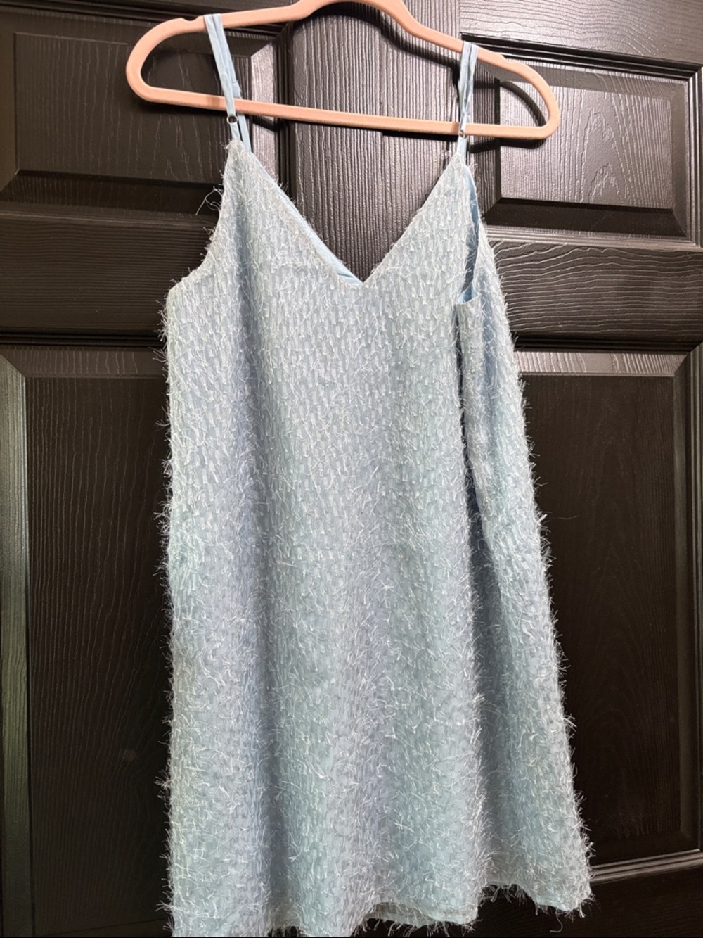 Cupshe Light Blue Fuzzy Mini Dress